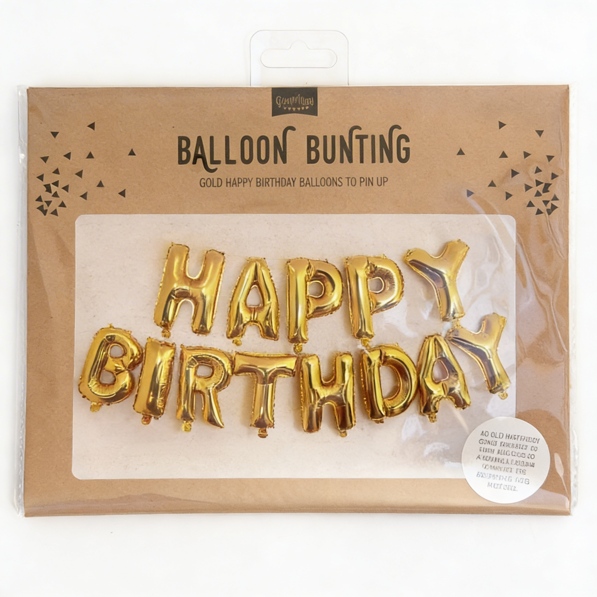 AUKSINĖ BALIONŲ GIRLIANDA „HAPPY BIRTHDAY“